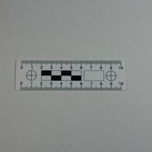 Linijka dowodowa plastikowa, 10 cm, dwustronna