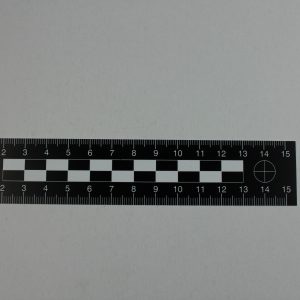 Linijka dowodowa plastikowa, 15 cm, dwustronna